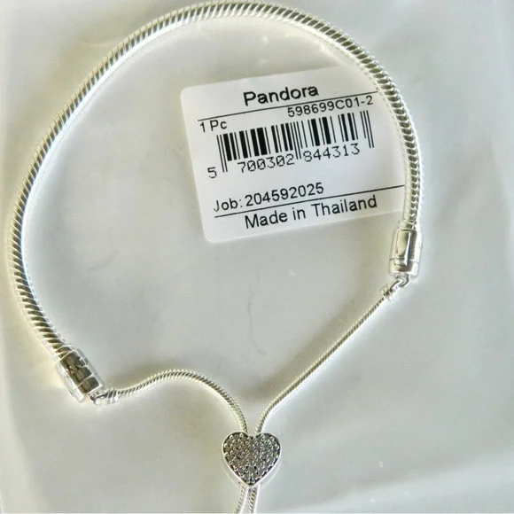Pandora Jewelry Nwt Pandora Moments Pave Heart Snake Chain